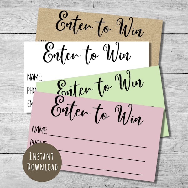 Printable enter to win tickets, 2x3.5" size cards, door prize entry tickets, Raffle tickets, Mother's Day, instant download