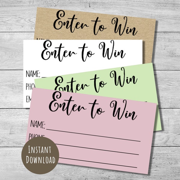 Printable enter to win tickets, 2x3.5" size cards, door prize entry tickets, Raffle tickets, Mother's Day, instant download