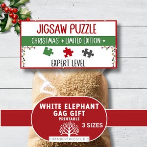 Regalo de broma de rompecabezas navideño, adorno de bolsa de elefante blanco, regalo de amigo secreto, regalo de recuerdo de fiesta navideña, descarga digital