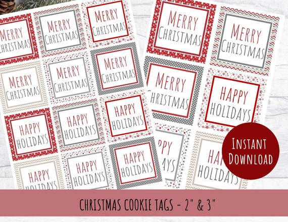 Christmas Cookie Tags Printable Cupcake Toppers Holiday Gift - Etsy
