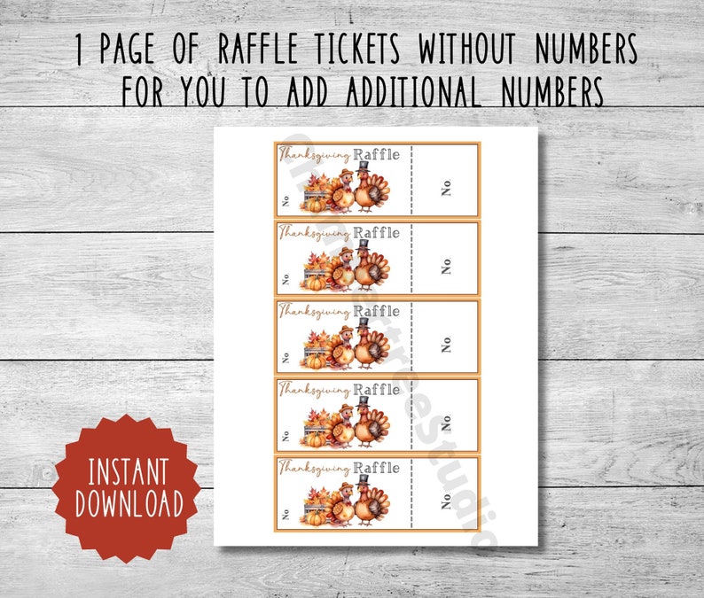 Thanksgiving Raffle Tickets: Printable Fall Fundraiser (instant ...