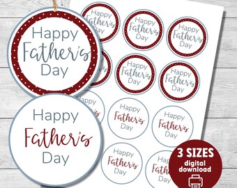 Fathers Day gift tags, 2&quot;, 3&quot; & 4&quot;, printable cupcake toppers, gift tag for Dad, Grandad, Grandpa, printable cookie tags, instant download