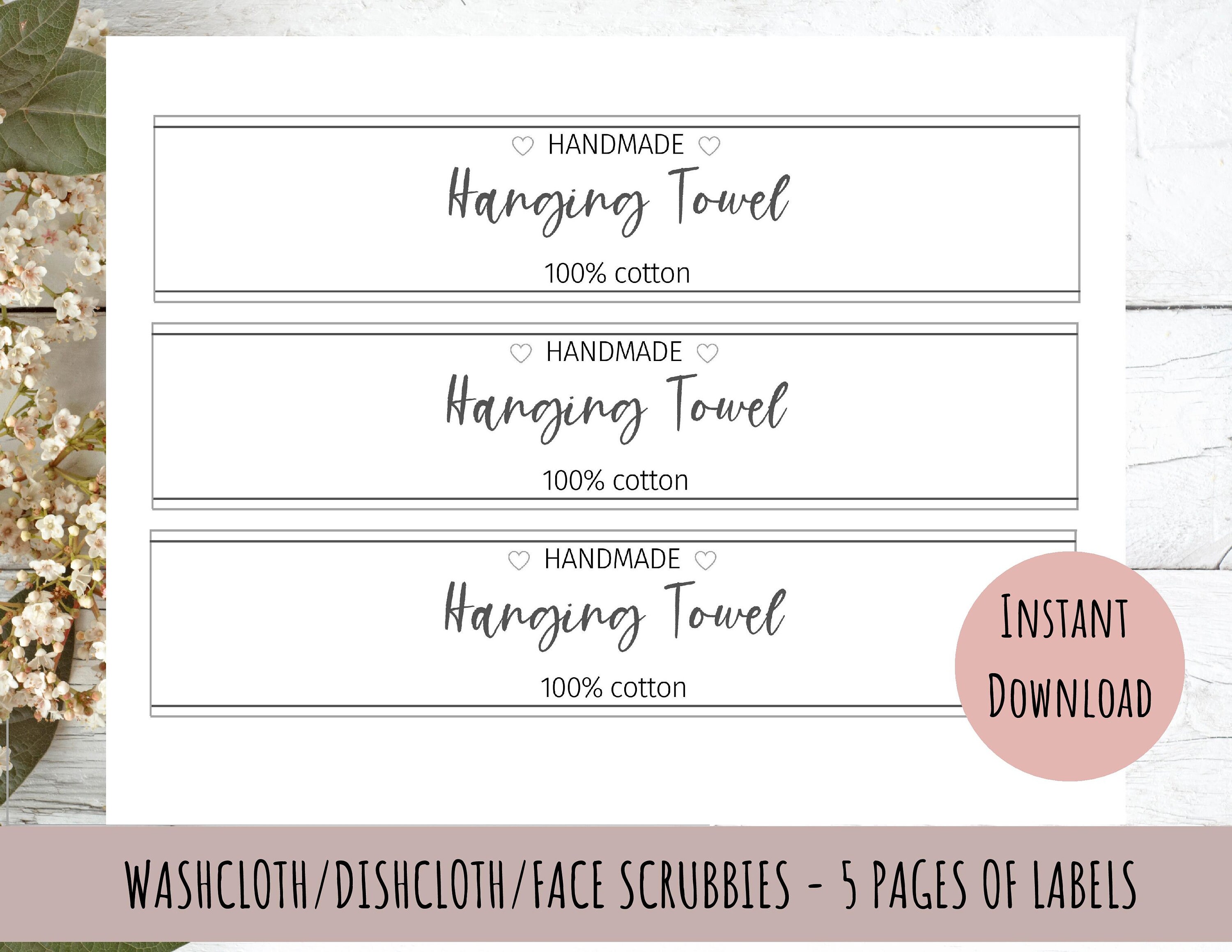 Printable Washcloth Labels Handmade Dishcloth Wrap Hand - Etsy