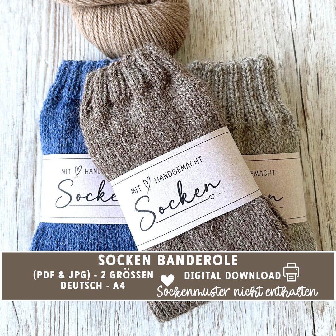 Printable Sock Banderole Labels – Knitted Socks Packaging, A4 Instant ...