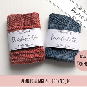 Printable Dishcloth Labels Handmade Dishcloth Wrap Instant - Etsy