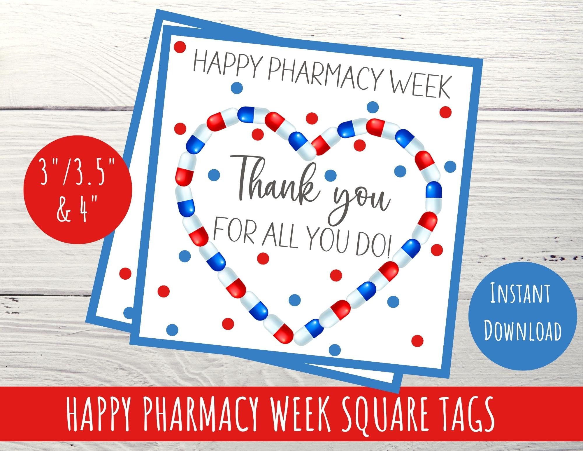 Pharmacy Week Gift Tag, Appreciation Tags for Pharmacists, 3, 3.5 & 4 Tags, Gift for Pharmacy