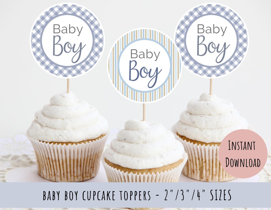 Baby Boy Cupcake Toppers 2 3 & 4 Baby Etsy