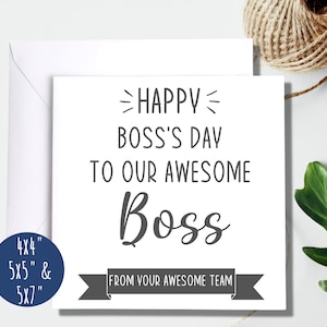 Cartão de Dia do Chefe para impressão, agradecimento nosso, presente de feliz dia do chefe da equipe, download instantâneo