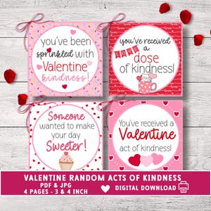 Valentine’s Day Random Acts of Kindness Tags | Spread Love Gift Tags | Classroom & Friendship Valentines, 8 designs