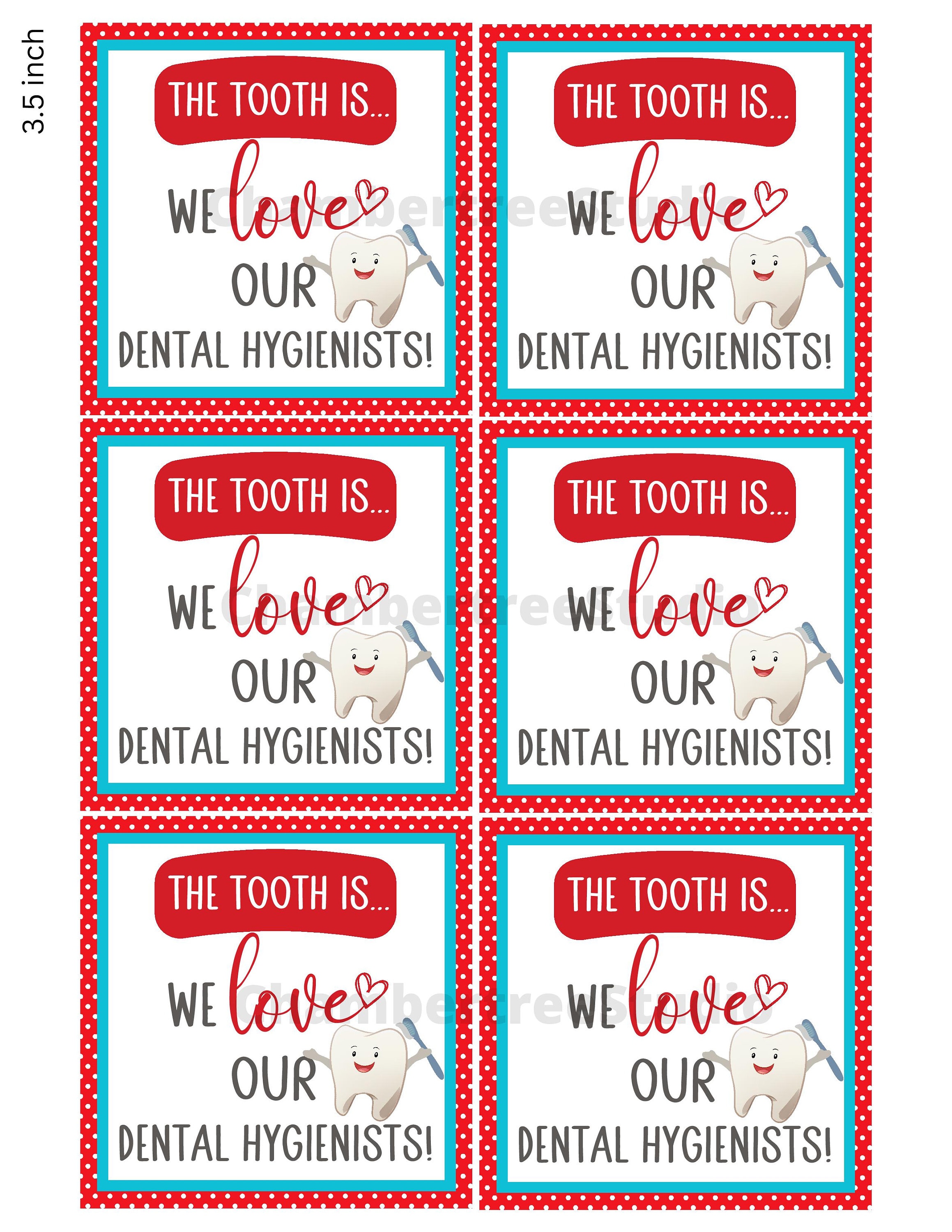 Dental Hygienist Week Gift Tag, Printable Dental Appreciation Tag, 2.5