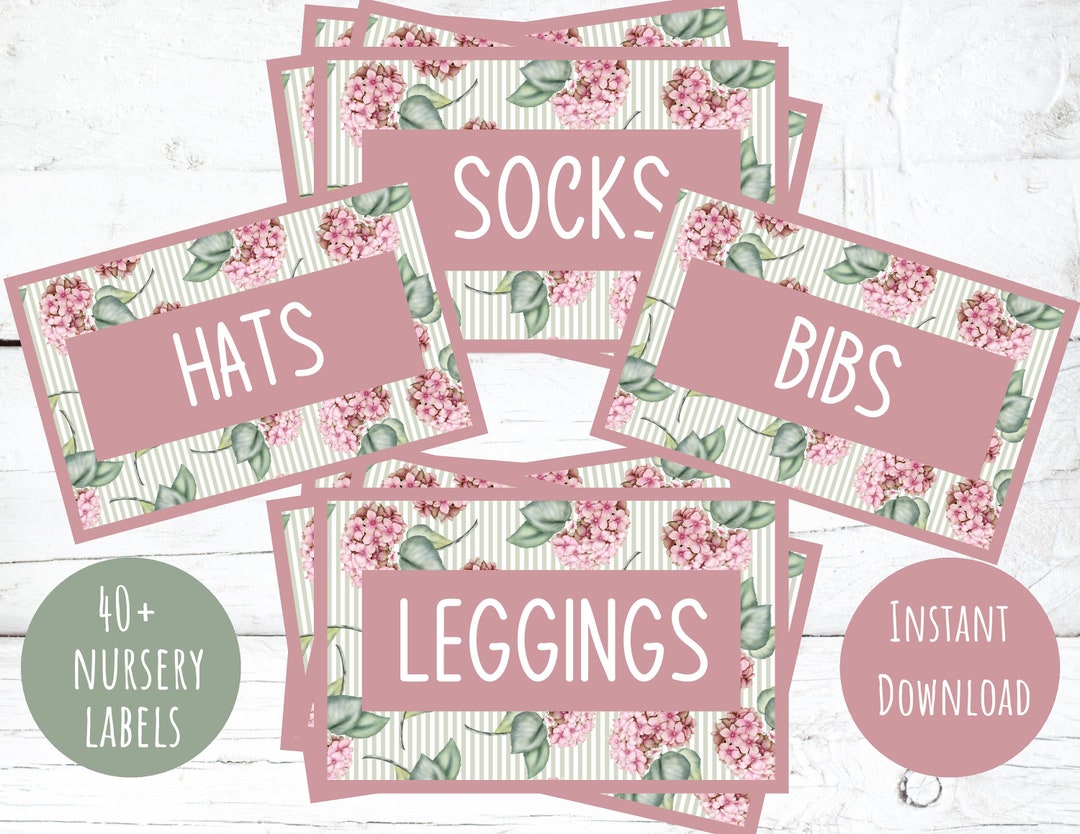 Printable Baby Nursery Drawer Labels, Nursery Organization, Digital