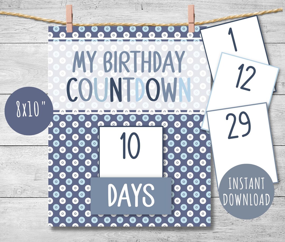 Birthday Countdown Calendar Printable DIY Countdown Sign - Etsy