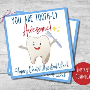 Etiqueta de presente de agradecimento da Dental Assistant Week, etiquetas de 3,5" e 4", presente para funcionários do consultório odontológico, obrigado por tudo que você faz, download instantâneo