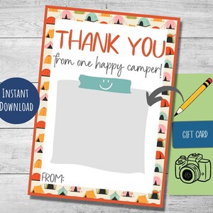 Bedankkaart zomerkamp, cadeaukaarthouder kampbegeleider, laatste dag kamp, instant download