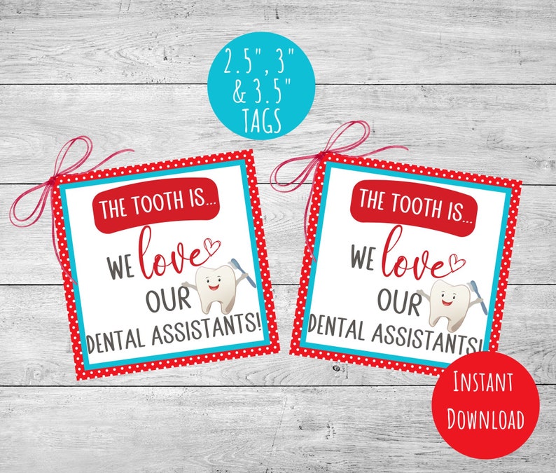 Dental Assistant Week Tag Printable Dental Appreciation Tag Etsy