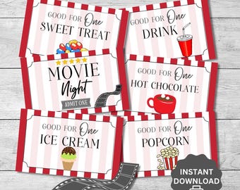 Movie Night Tickets Printable, Family Night Activity, Home Cinema Coupons, Kids Birthday Party, Instant Download