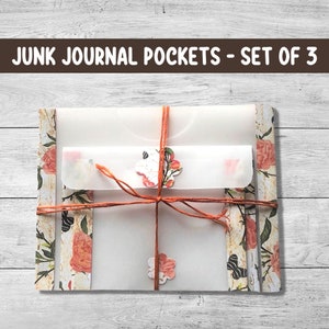Inserti tascabili Junk Journal, buste di carta trasparenti, 3 pezzi, effimeri Journal, scrapbooking, posta felice, posta ordinaria