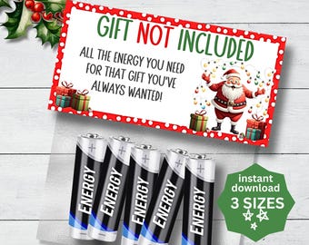 Gift not included gift tag, White Elephant fun Christmas gag, stocking stuffer, Secret Santa, Holiday party favor