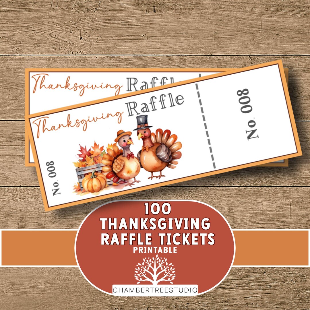 Freezer Raffle Thanksgiving Raffle Tickets: Printable Fall Fundraiser (instant ...