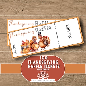 Thanksgiving-Verlosung, 2,1 "x 5,5", druckbare Gutscheine für Fundraising-Eintrittskarten, Herbst und Herbst, Wohltätigkeitsveranstaltung, sofortiger Download