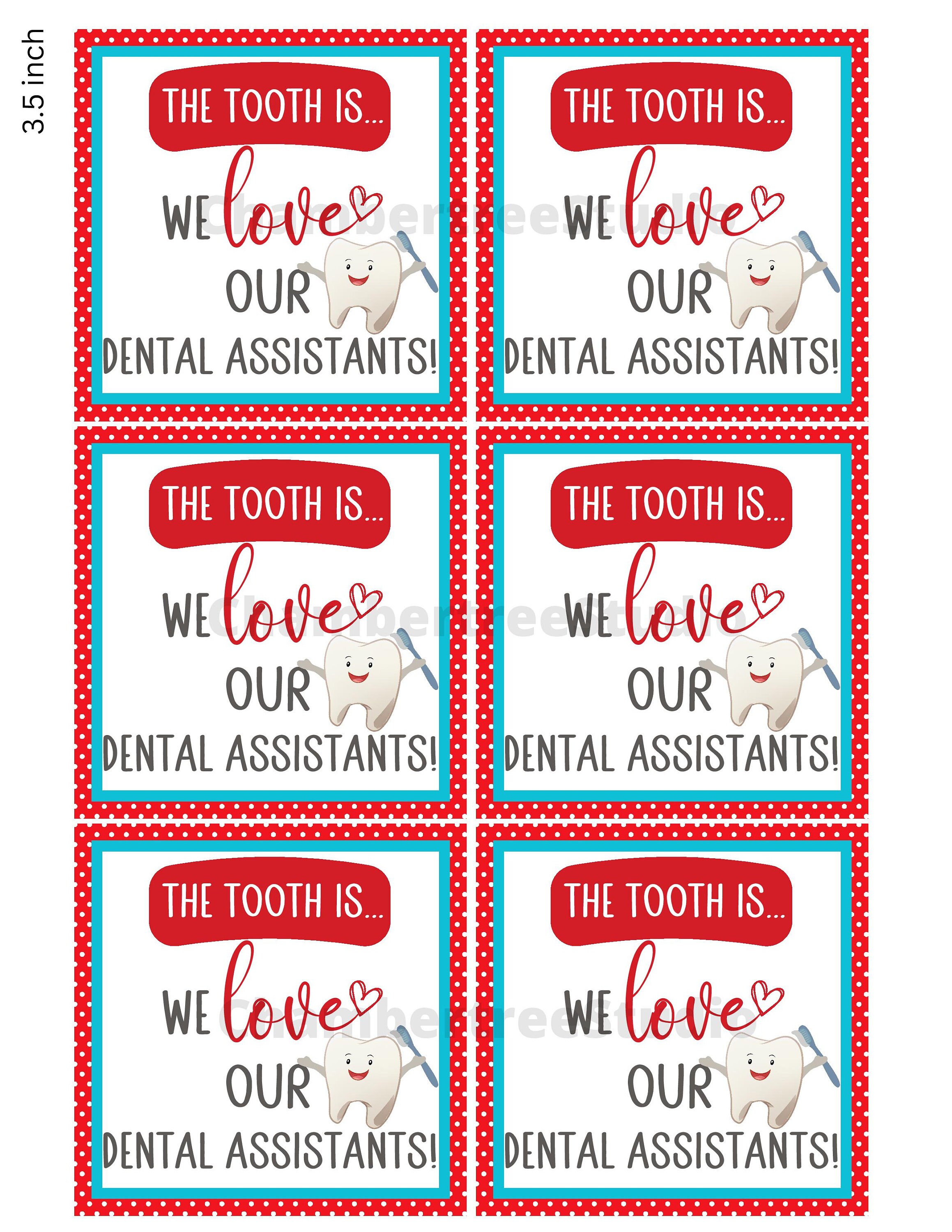 Dental Assistant Week Tag, Printable Dental Appreciation Tag, 2.5, 3