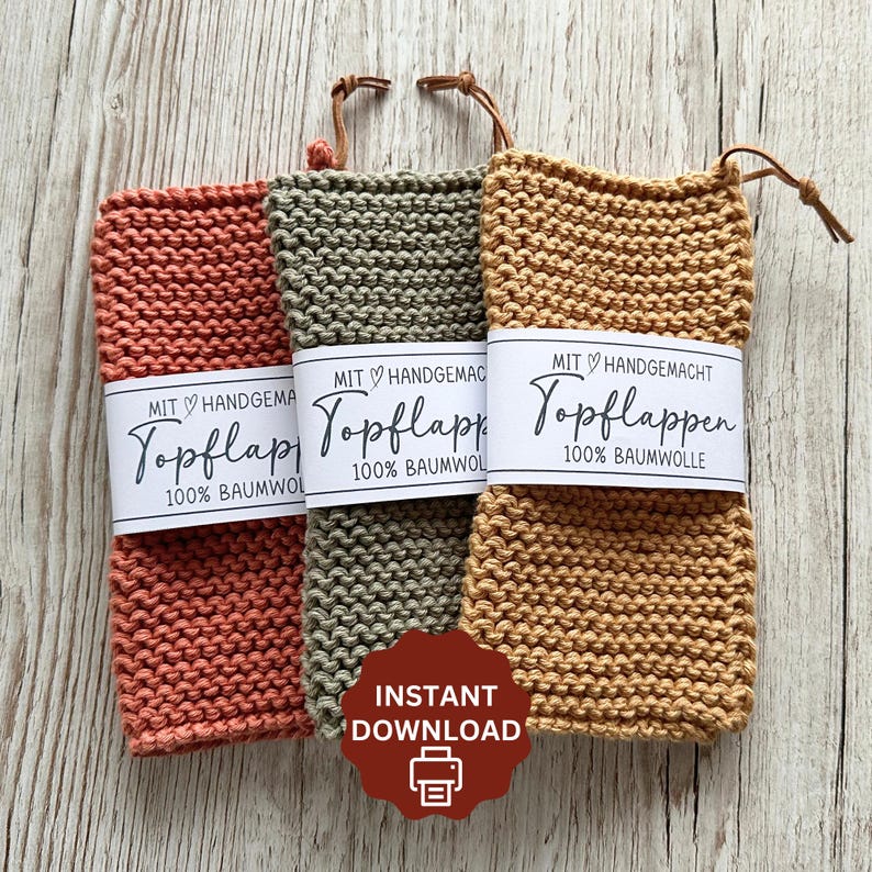 Potholder Banderole Wrapper, Label for Crochet or Knits, Printable ...