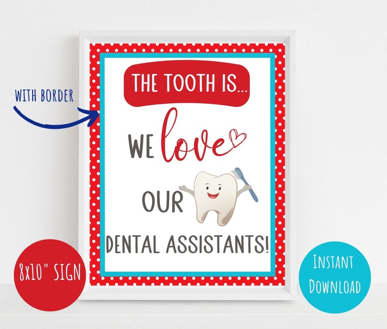 Dental Assistant Week sign, printable dental appreciation sign, 8x10, dental office staff gift image 2