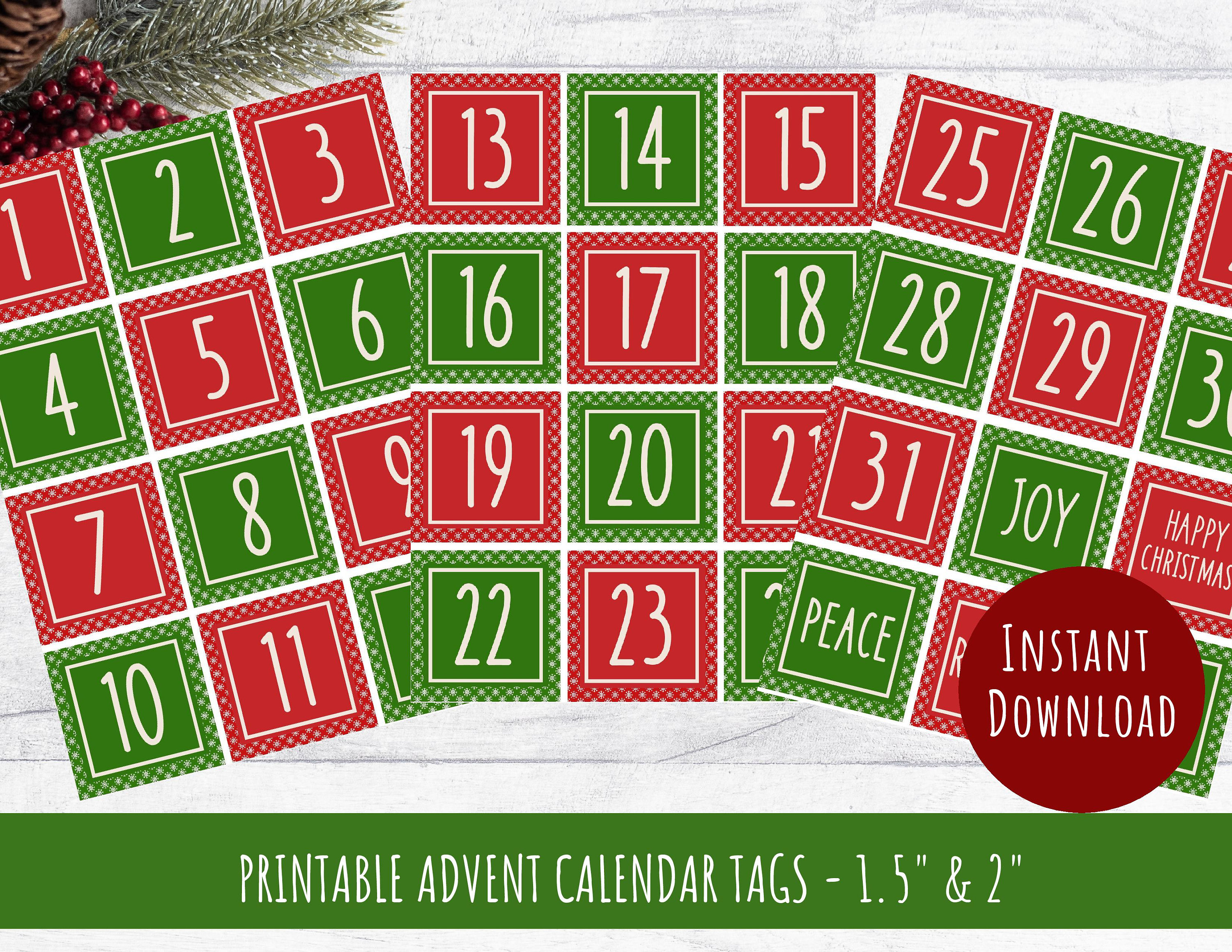 Advent Calendar Numbers, 1.5 & 2, DIY Advent Calendar Kit, Printable