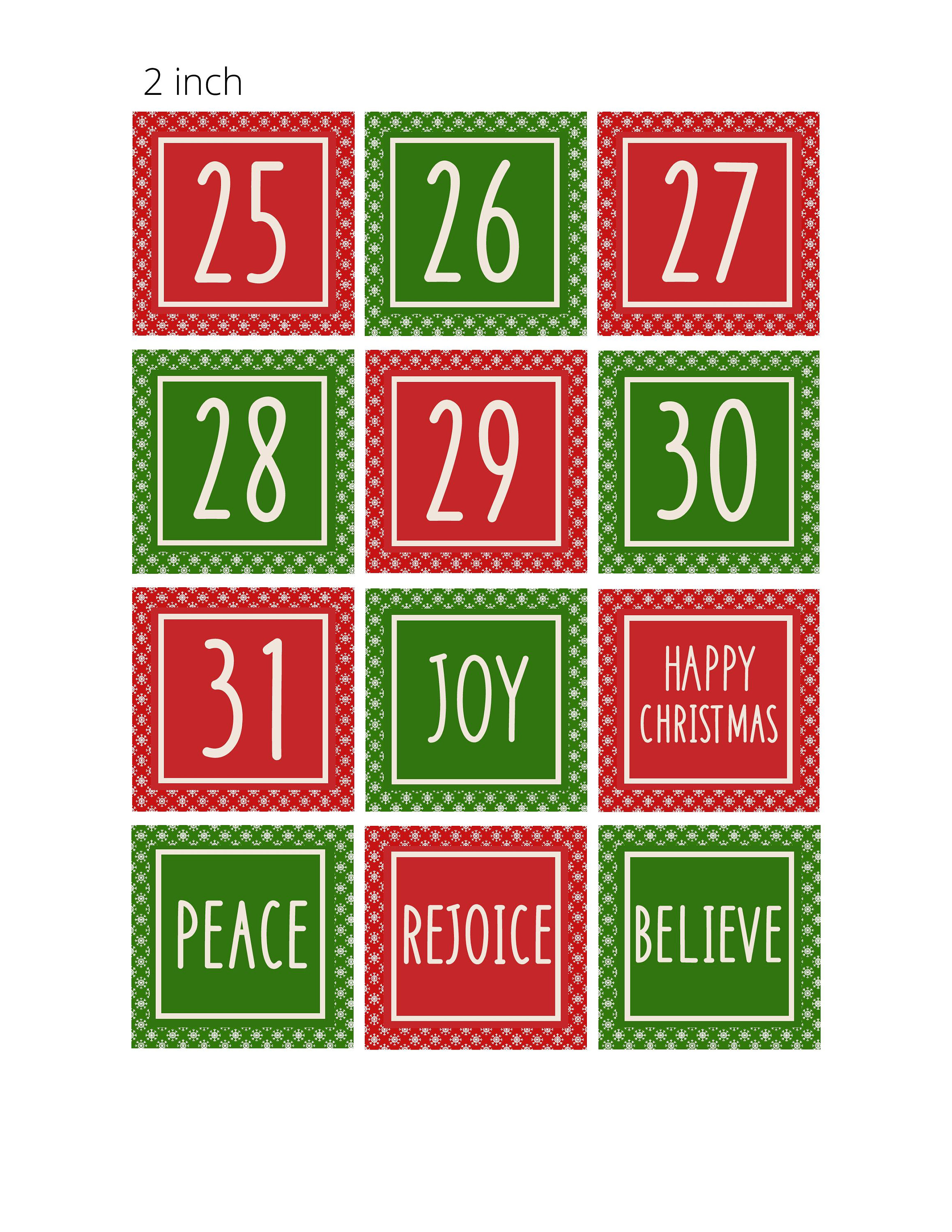 Advent Calendar Numbers, 1.5 & 2, DIY Advent Calendar Kit, Printable