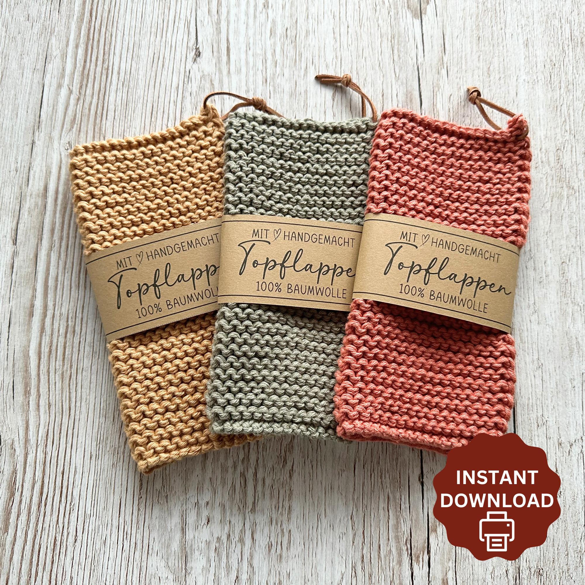Potholder Banderole Wrapper, Label for Crochet or Knits, Printable ...