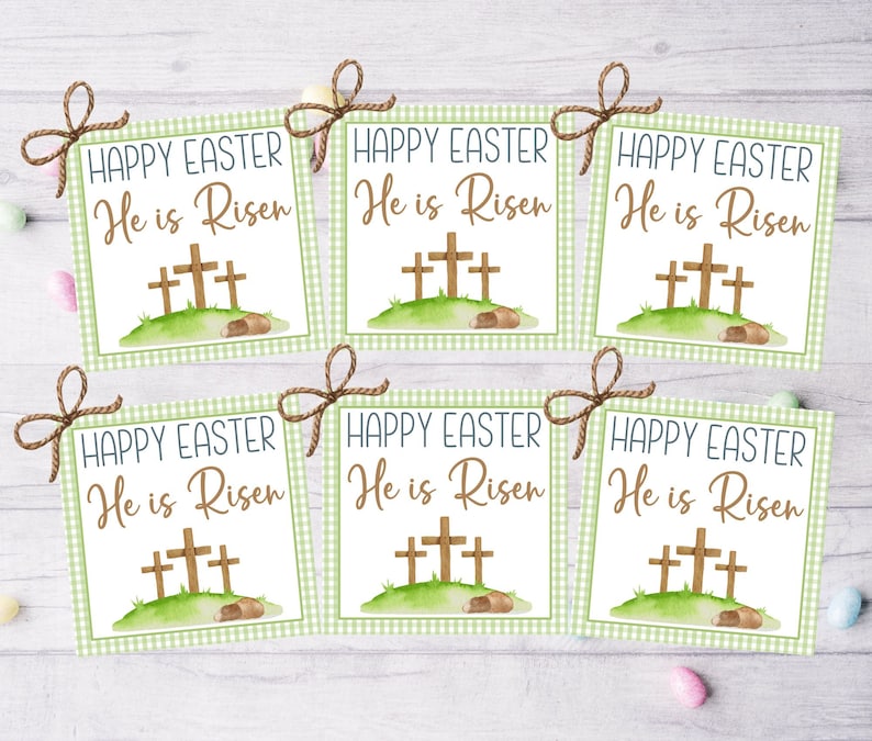 He is Risen Gift Tag, Cupcake Toppers, Printable Easter Cookie Tags ...