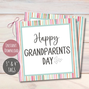 Etiqueta de regalo del Día de los Abuelos Feliz, etiqueta de regalo de agradecimiento, etiquetas de 3" y 4", apreciación de los abuelos