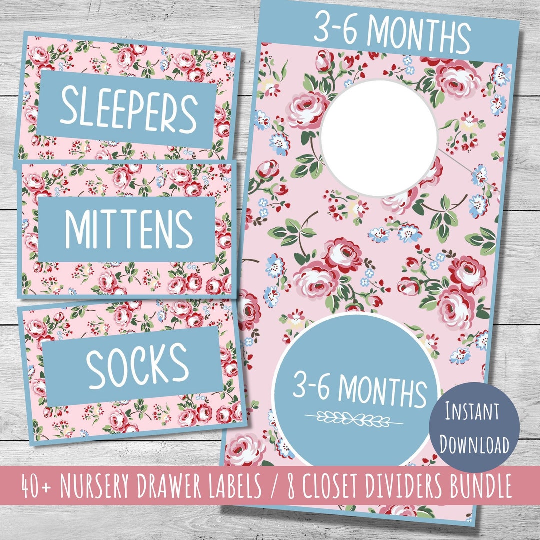 Printable Nursery Organization Bundle, Baby Nursery Closet Clothes Dividers, Printable Drawer ...