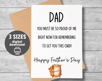 Carte amusante pour papa pour la fête des pères, carte imprimable pour papa de son fils ou de sa fille, le meilleur papa de tous les temps, jolie carte des enfants, téléchargement immédiat