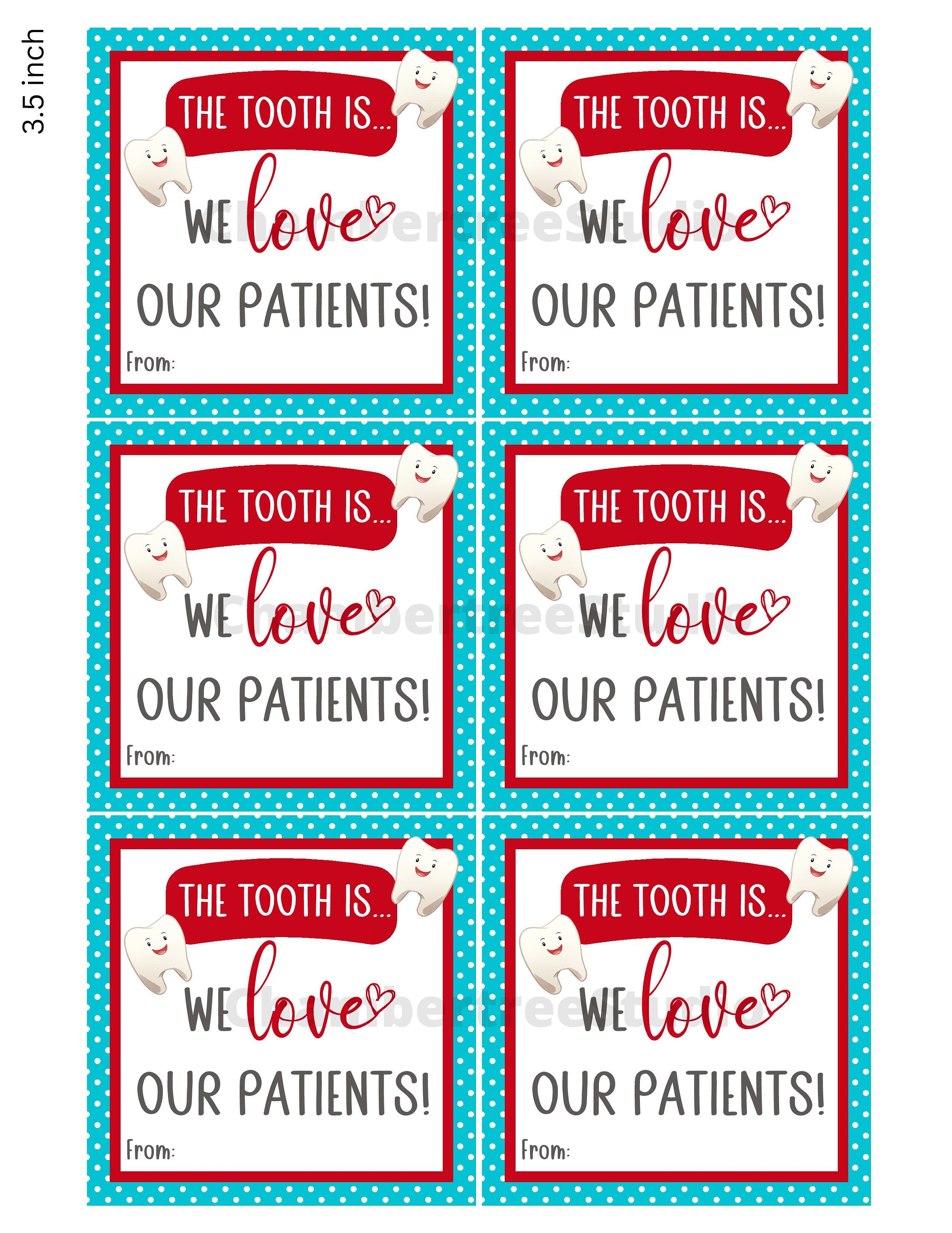 Dental Patient Appreciation Printable Dentist Valentine's Etsy