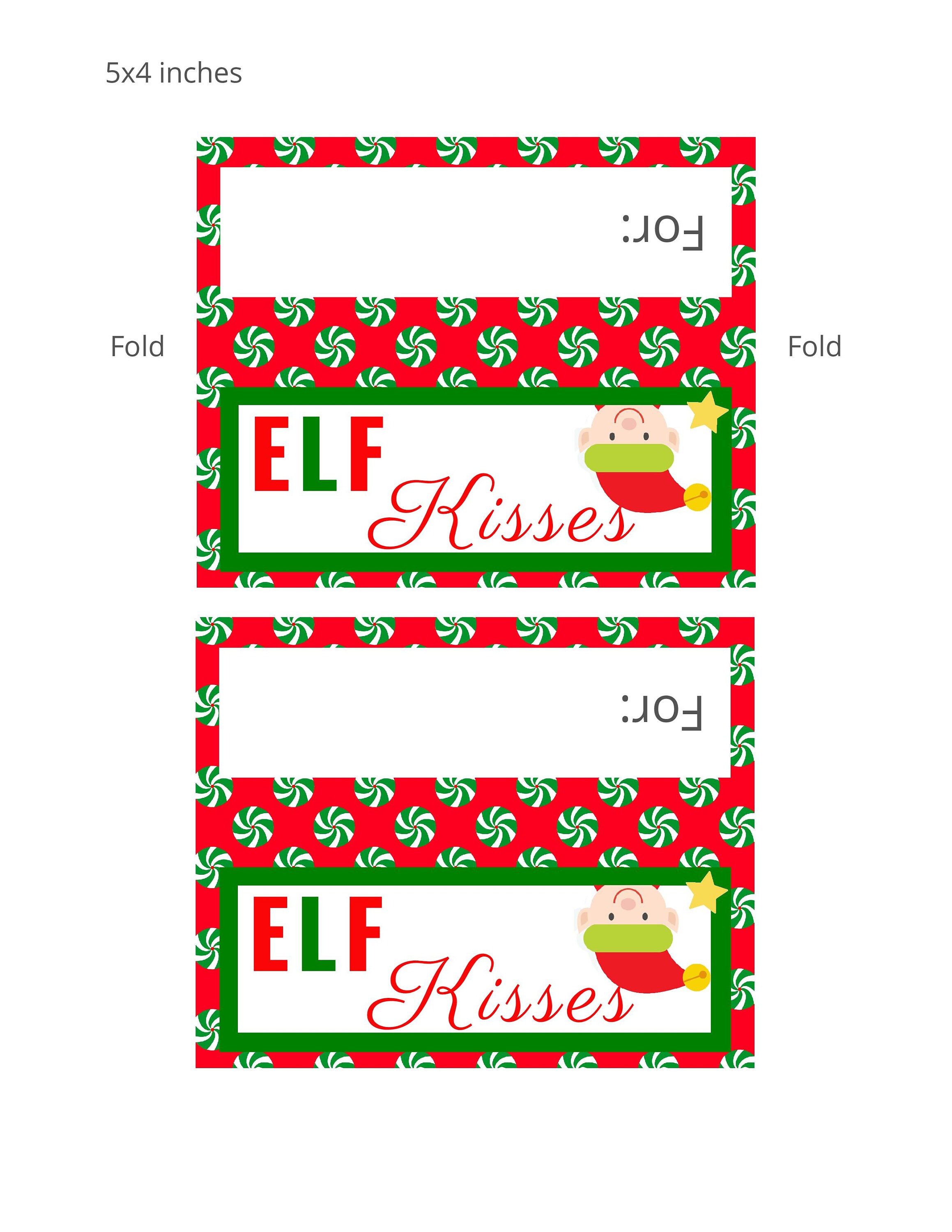 Elf Kisses Bag Toppers, 3, 4 &amp; 5 Sizes, Candy Treat Bag, Holiday Party ...