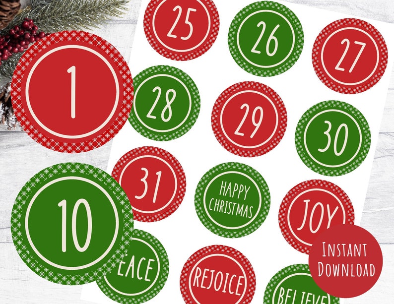 Advent Calendar Numbers, 2 Size, DIY Advent Calendar Kit, Printable