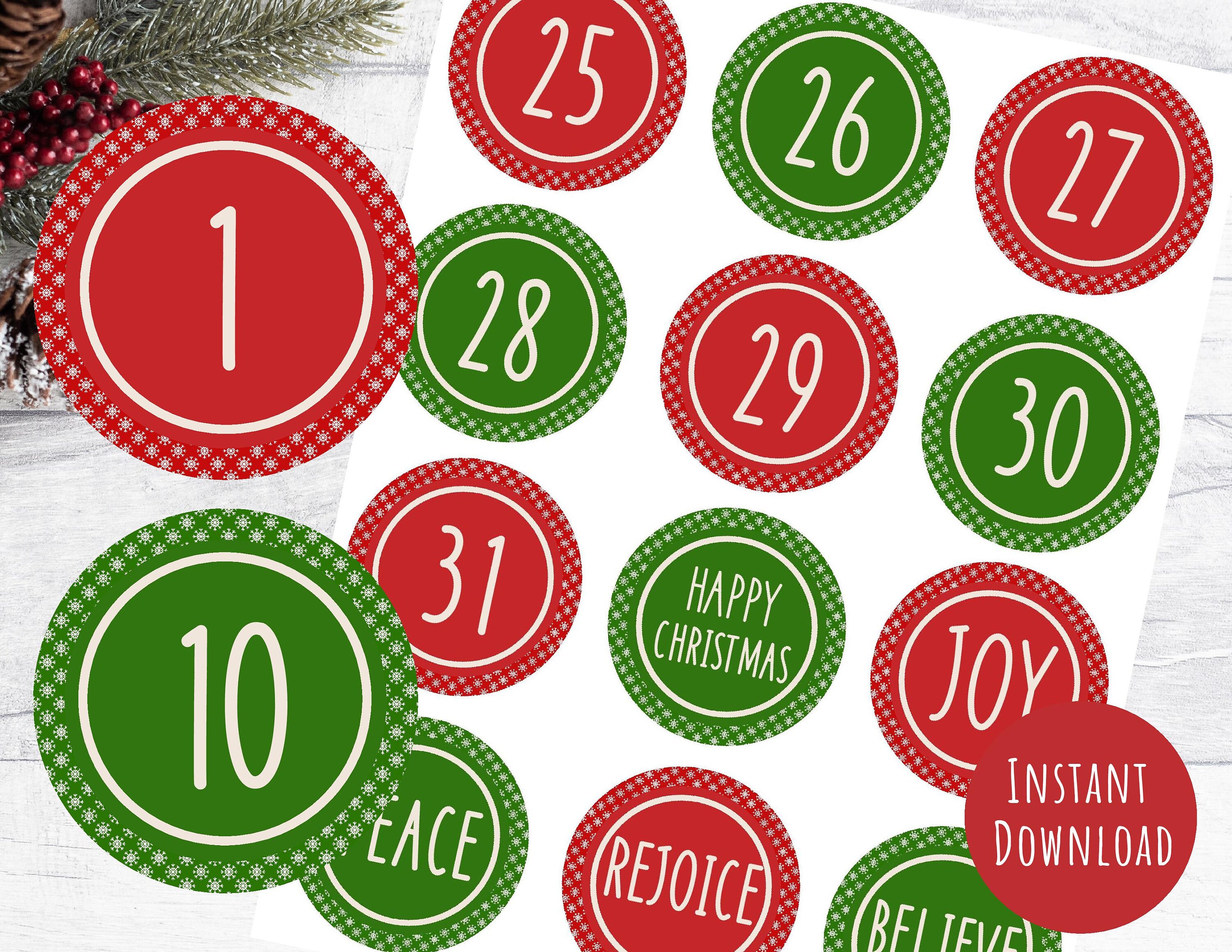 Advent Calendar Numbers 2 Size DIY Advent Calendar Kit Printable 