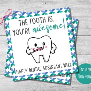 Etiqueta de presente da Semana do Assistente de Dentista, etiquetas de agradecimento, presente para assistentes de dentista, etiquetas de 2,5", 3 e 3,5", download instantâneo