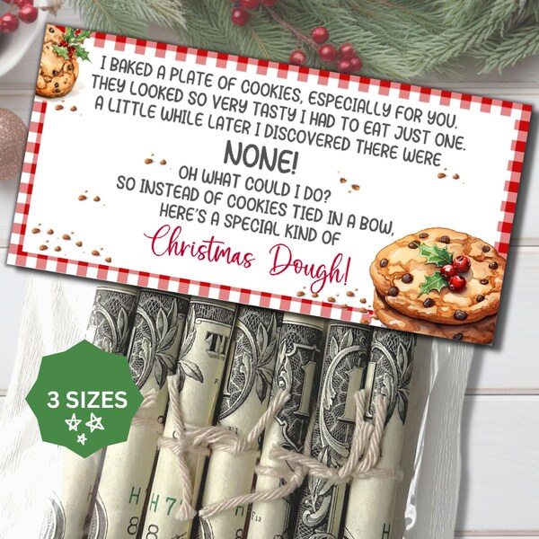 Christmas Money Holder, Christmas dough treat bag topper, Secret Santa gift, Holiday cash gift tag, money gift idea, Christmas poem