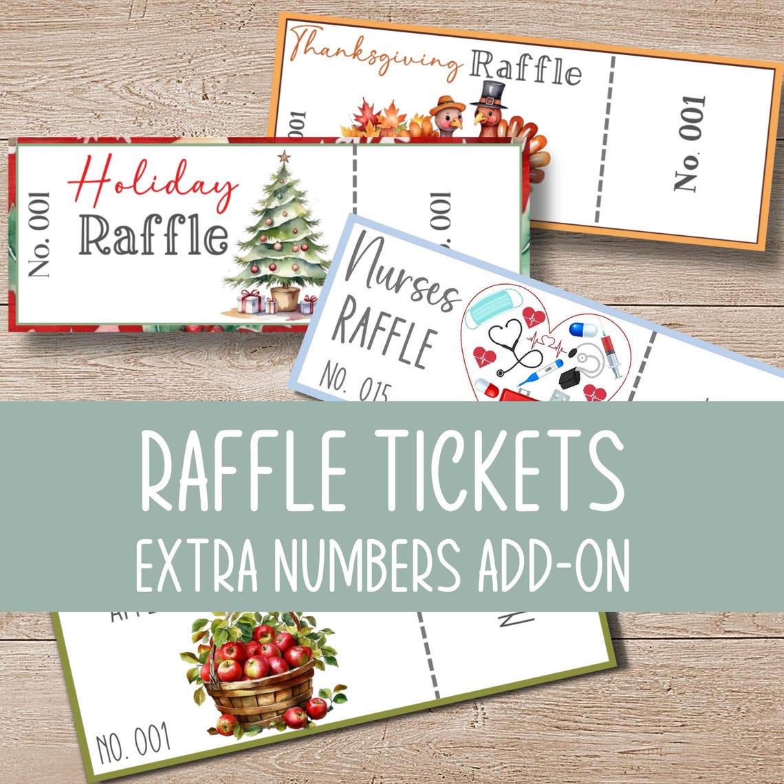 Gift Card Raffle Add ADD-ON - 50 Additional Numbered Raffle Tickets, for Easter, Christmas ...