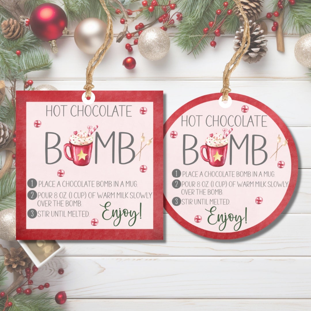 Hot Chocolate Bomb Tags Printable 2.5 Christmas Gift - Etsy