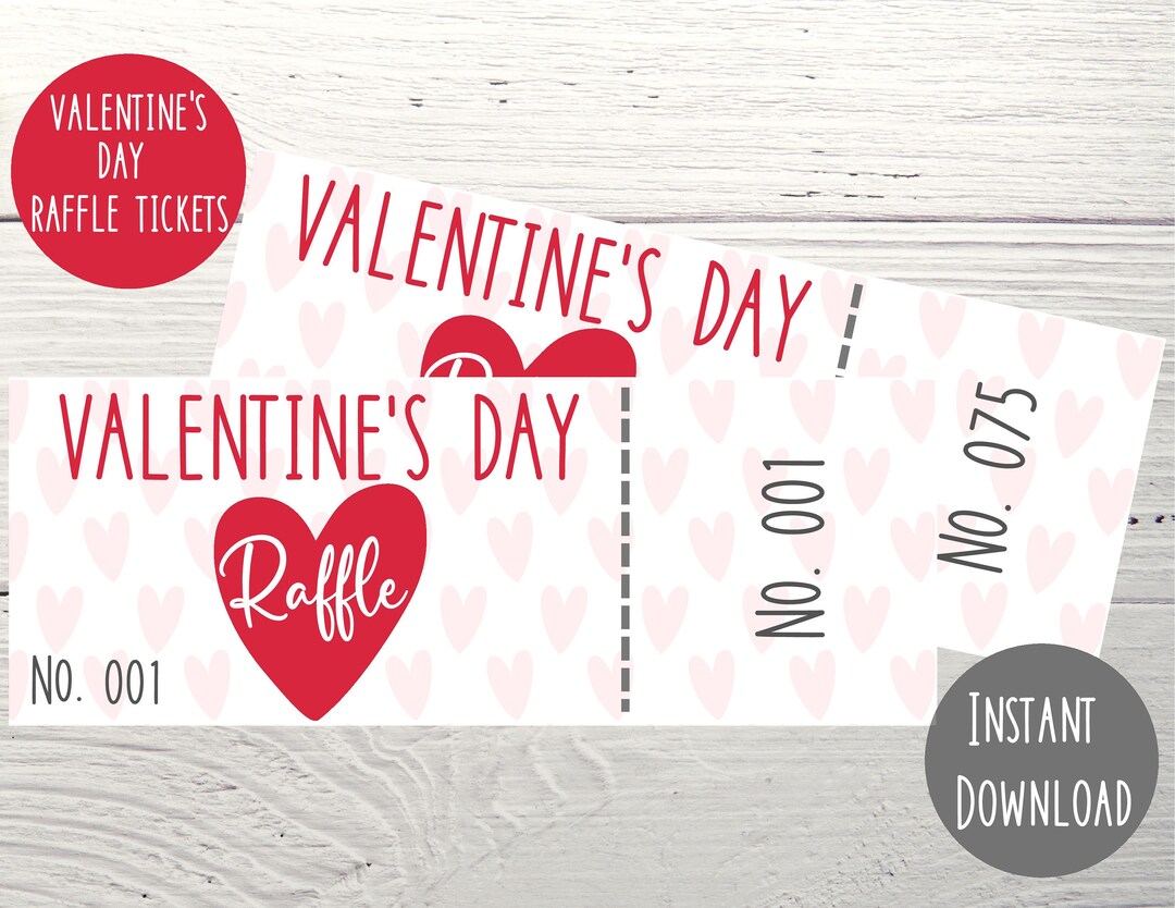 Printable Valentine's Day Raffle Tickets 2.1 X - Etsy