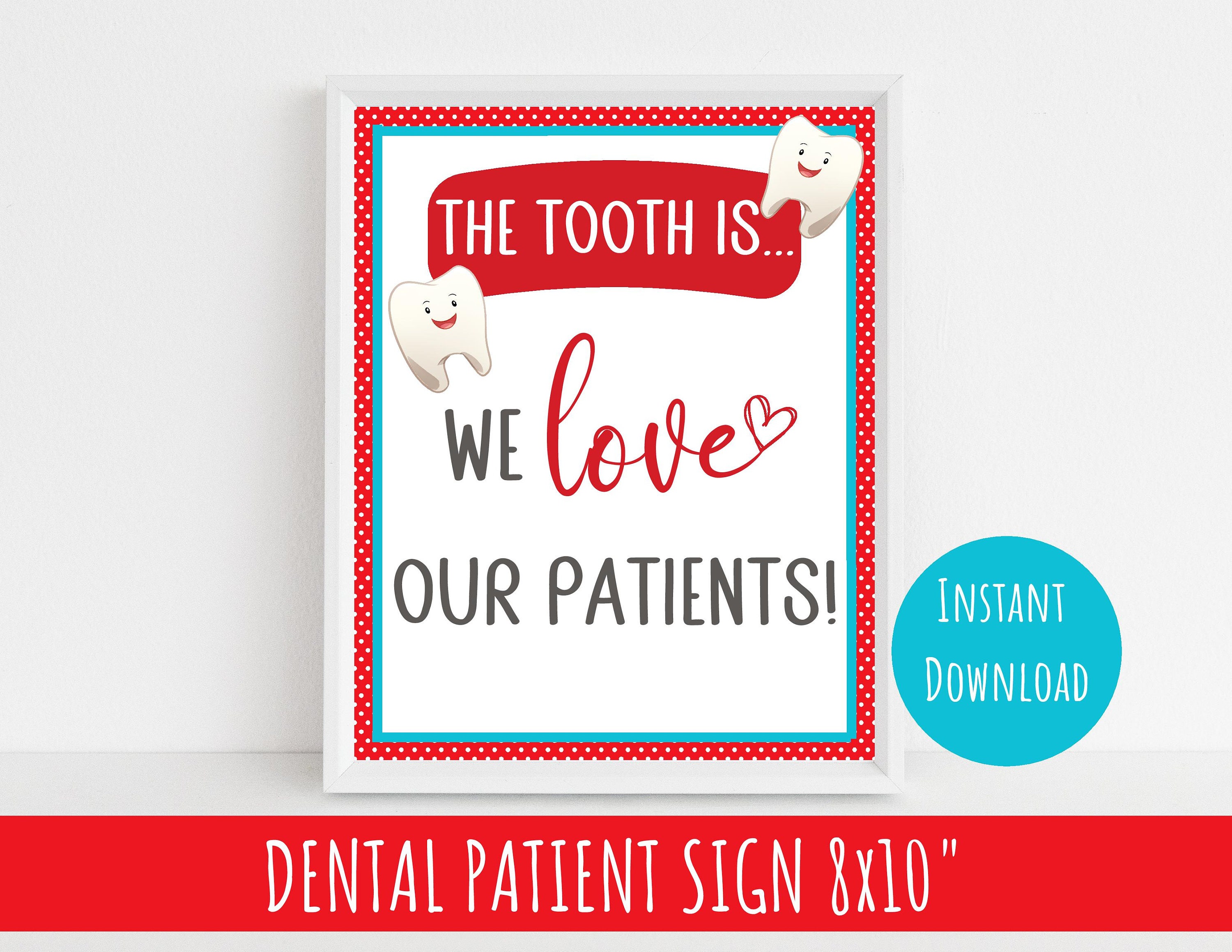 Dental Patient Appreciation Sign Printable Valentine's Etsy