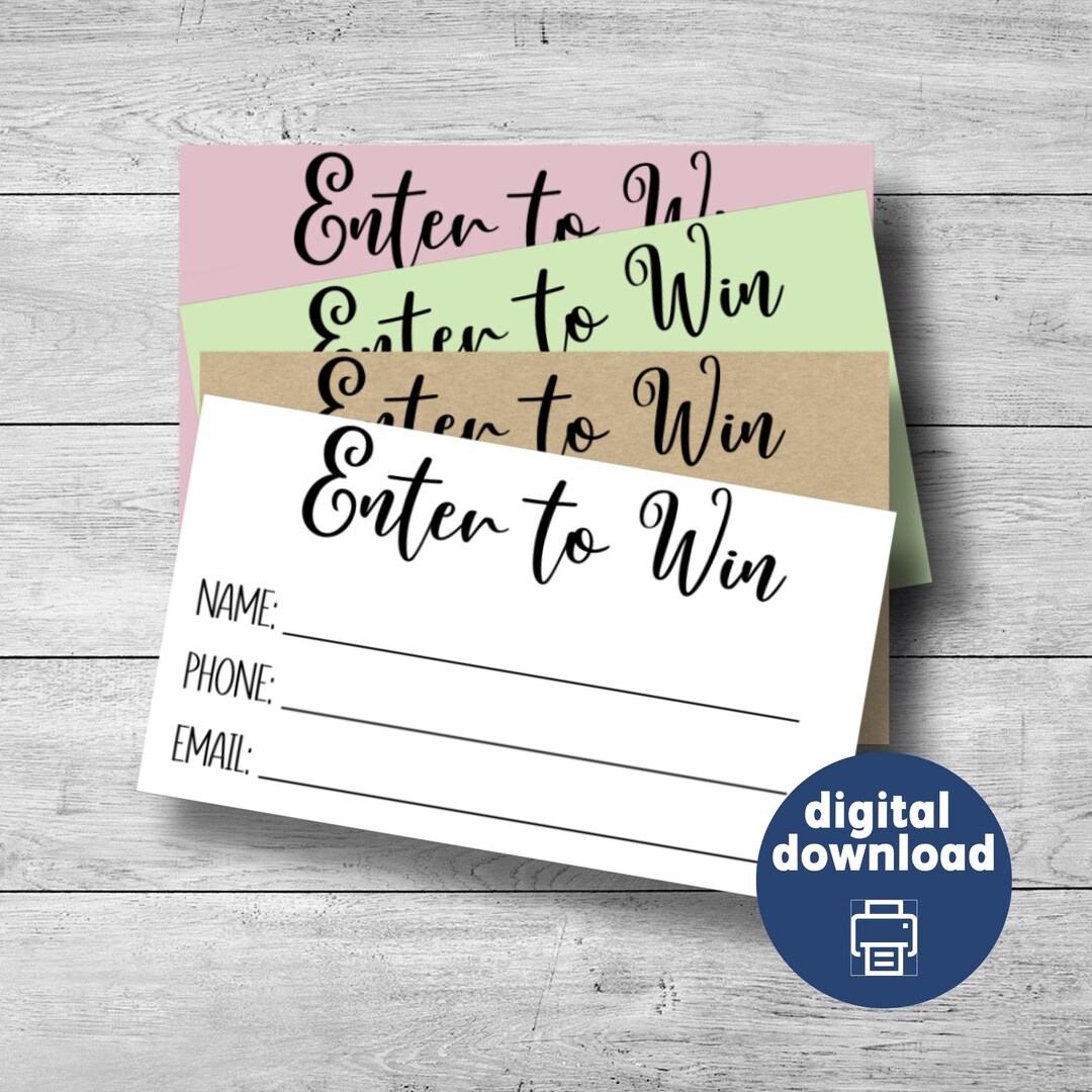Printable Enter to Win Tickets 2x3.5 Inches – Raffle Entry Cards ...