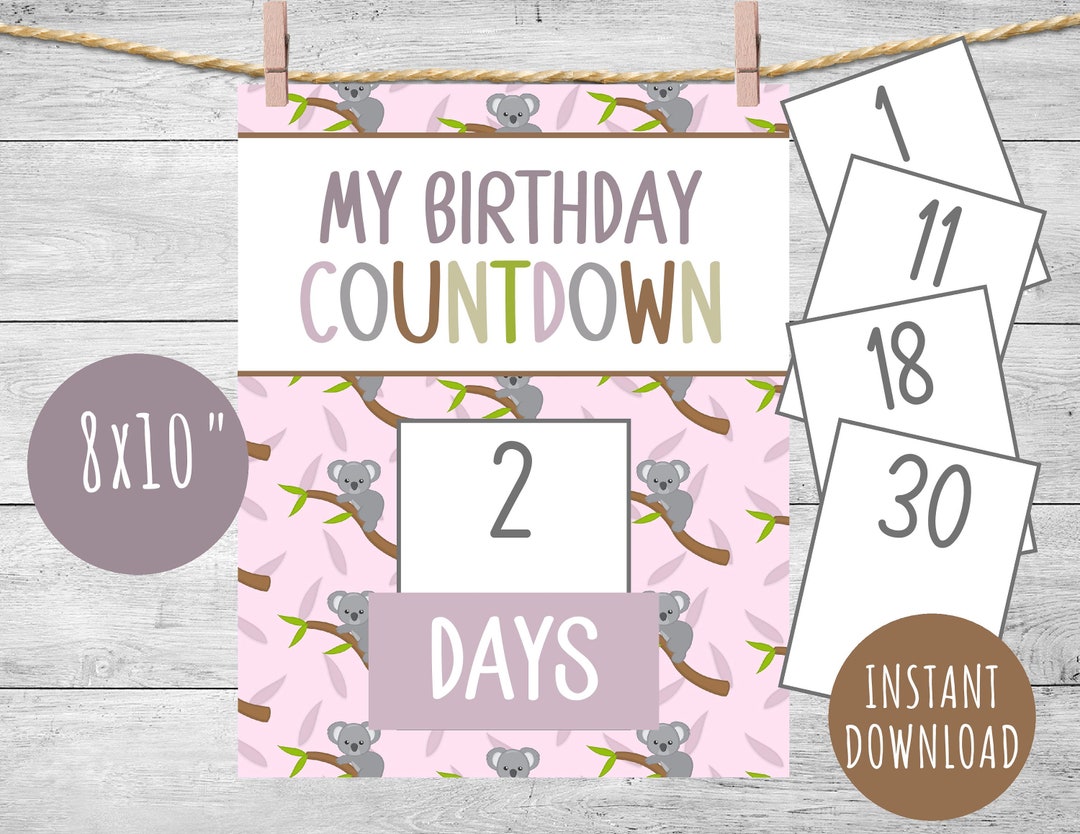 Birthday Countdown Calendar Printable DIY Kids Birthday - Etsy