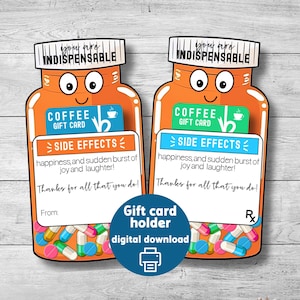 Cadeaukaarthouder pillenfles, leuk Apotheekweek-cadeaulabel, Apotheker waarderingscadeau, Assistent, jij bent onmisbaar
