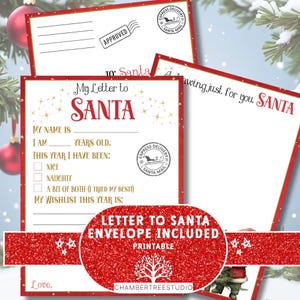 Carta a Papá Noel para imprimir, querido Papá Noel, lista de deseos navideños, correo del Polo Norte, descarga digital