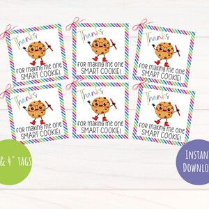 Teacher Appreciation Week Gift Tag, Smart Cookie Tags, Printable School ...