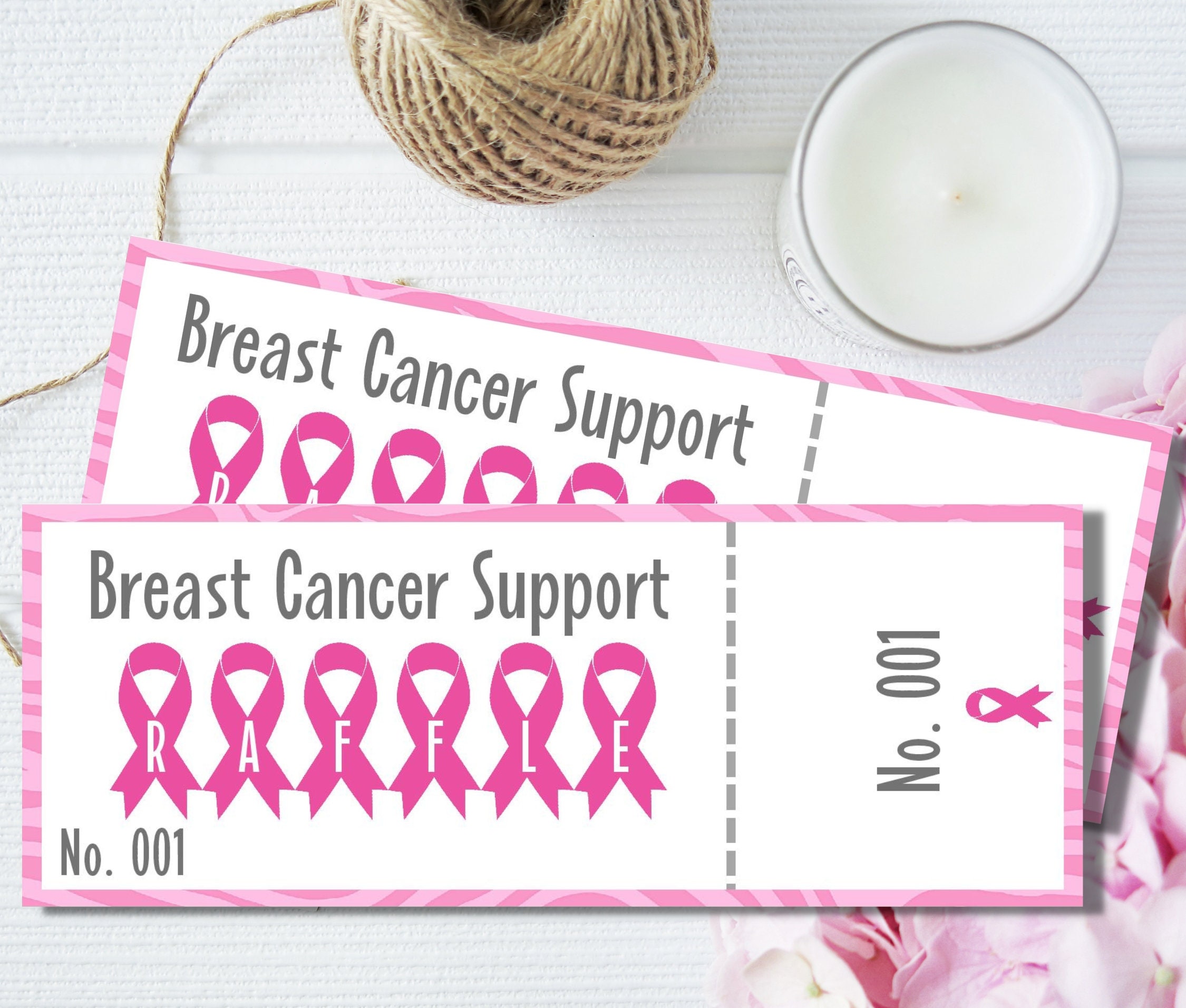 Breast Cancer Support Raffle Tickets, Pink Ribbon, Enter to Win ...